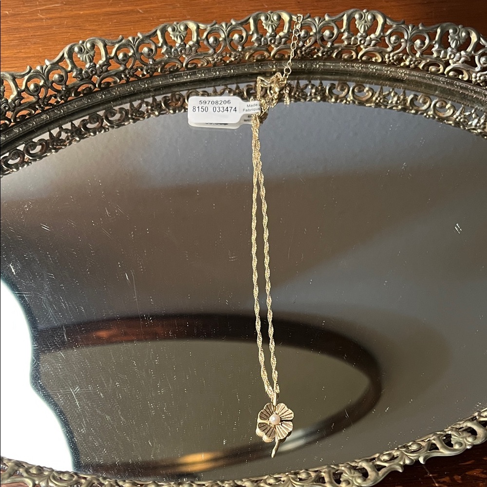 Free People Gold Flower Pendant Necklace